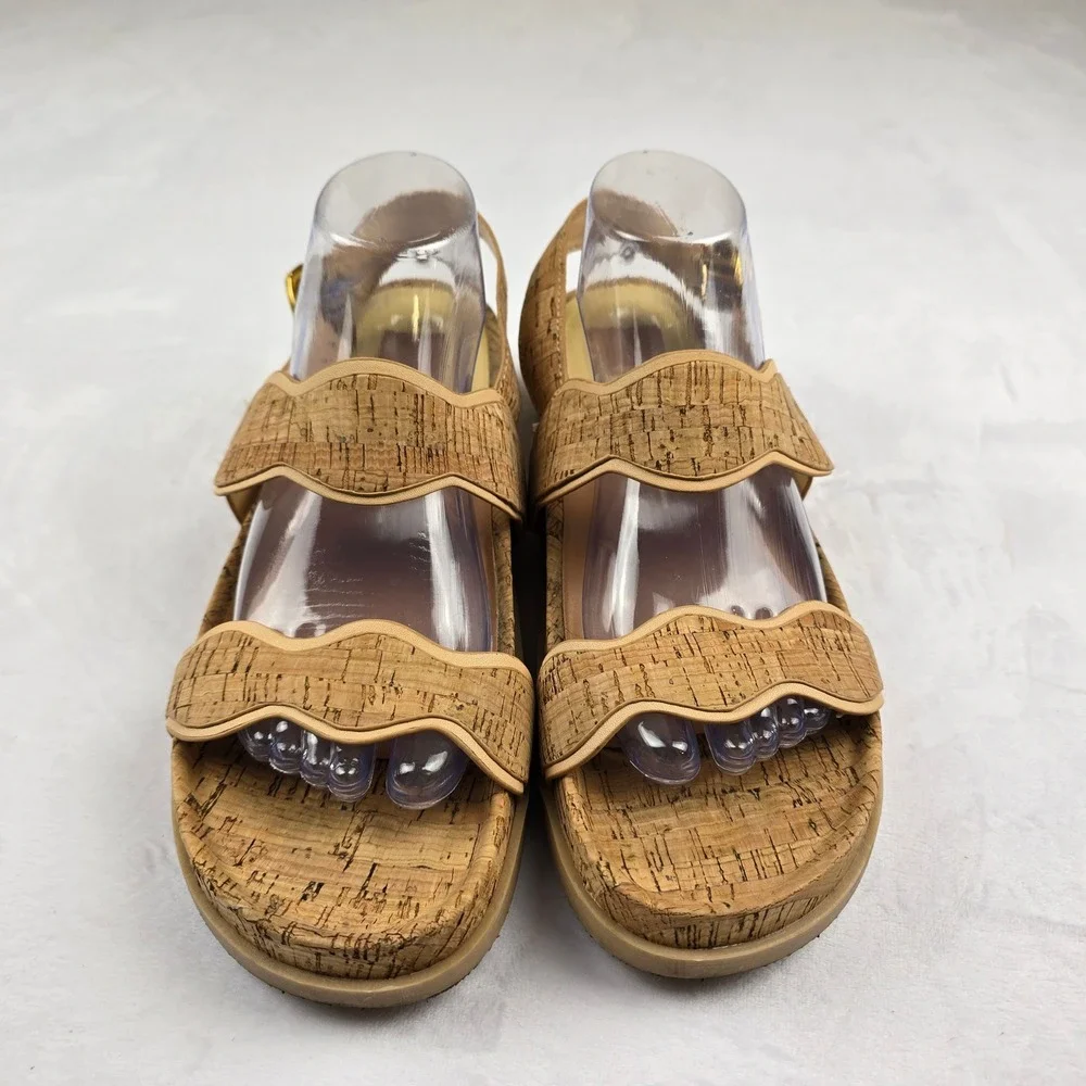Dolce Vita Cork Sandals Women's Size 9.5 Buckle‎ Strap Wavy Platform Shoes